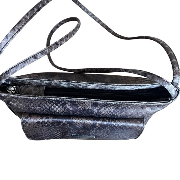 Vintage Y2K Jones New York Snake Python Double Strap Shoulder Bag Brown Purse - Picture 8 of 11